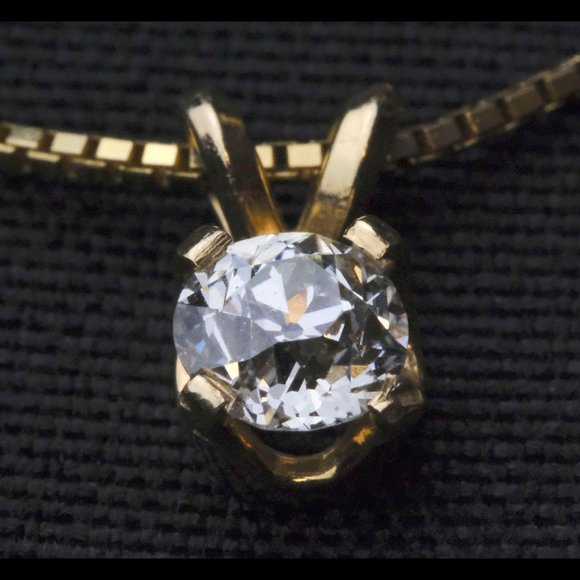 European-Cut Diamond Pendant on 14k Gold Chain - Picture 4 of 12